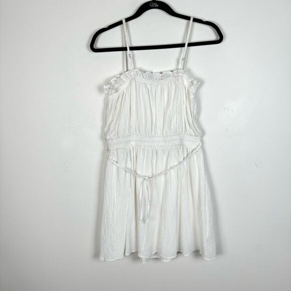All in Favor Cotton Gauze White Sleeveless Mini Dress Size Large Beach Coquette - Picture 7 of 11